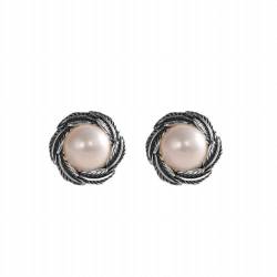 Thai Silber Retro S925 Silber Schmuck Perle Ohrringe und Ohrringe, KEDDJI, Ohrstecker von KEDDJI