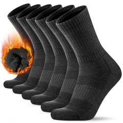 KEECOW 3 Paar Merino Wolle Socken Herren Damen Wandersocken - 47-50 Thermosocken - Dunkelgrau Sportsocken - Wintersocken von KEECOW