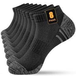 KEECOW 8 Paar Sneaker Socken Herren Damen Sportsocken Atmungsaktive Baumwolle Kurz Halbsocken Quarter Socken (43-46, Schwarz) von KEECOW