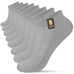 KEECOW 8 Paar Socken Herren & Damen Sneaker Arbeits Halbsocken Atmungsaktive Baumwolle Kurz Socken (38-42, Grau) von KEECOW