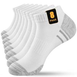 KEECOW Sneaker Socken Herren & Damen 8 Paar Kurze Sportsocken Halbsocken Quarter Atmungsaktive Baumwolle Socken (38-42,Weiß) von KEECOW