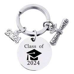 KEELYY Graduierung Schlüsselanhänger, Abschluss Schlüsselanhänger, Graduation Keychain Edelstahl, Geschenk zum Schulabschluss (Klasse von 2024) von KEELYY