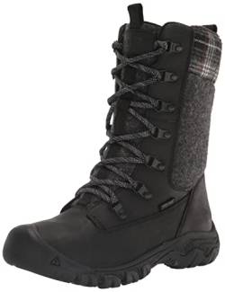 KEEN Damen Greta Tall Boot Waterproof Schneestiefel, Black/Black Plaid, 38.5 EU von KEEN