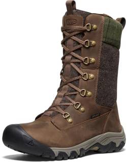 KEEN Damen Greta Tall Boot Waterproof Schneestiefel, Dark Earth/Green Plaid, 37.5 EU von KEEN