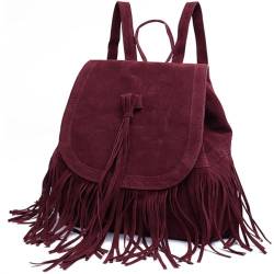 KEEPOP Damen Rucksackhandtaschen Leder Modischer Multifunktionsrucksack mit Quasten Lässige Schultertaschen Frauen Handtaschen von KEEPOP