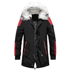 KEERADS Herren Jacke Winter Parka mit Fell Ubergangsjacke Winterjacke Mantel Wintermantel Fellkapuze (M, Rot) von KEERADS Herren