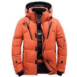 KEERADS Herren Jacke Winter Parka mit Fell Ubergangsjacke Winterjacke Mantel Wintermantel Steppjacke Mit Kapuze (XL, Orange) von KEERADS Herren