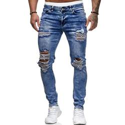 KEERADS Herren Jeans Denim Jeanshose Slim Fit Destroyed Retro Stretch Jeans Designer Hose Denim 31W/30L von KEERADS Herren