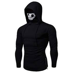 KEERADS Herren Kapuzenpullover Ninja Pullover Hoodie Sweatjacke Sweatshirt mit Reißverschluss (3XL, Schwarz Weiß) von KEERADS Herren