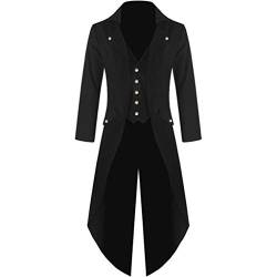 KEERADS Herren Vintage Frack Steampunk Gothic Jacke Viktorianischen Langer Mantel Fasching Karneval Cosplay Kostüm Smoking Jacke Uniform von KEERADS Herren