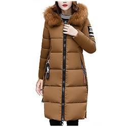 KEERADS Women's Warm Winter Jacket Jacket Coat Long with Hood Quilted Jacket Winter Coat (Kaffee, XXXL) von KEERADS