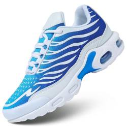 Herren Laufschuhe Air Low Top Schuhe für Männer Basketball Sneakers Mode Tennis Sport Fitness Cross Trainer, weiß / blau, 43.5 EU von KEEZMZ