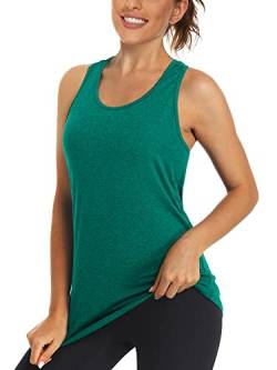 KEFITEVD Ärmellos Shirt Damen Racerback Locker Sportshirt Leicht Lauftop Ringerrücken Workout Tanktop Frauen Fitness Top Jadegrün XL von KEFITEVD