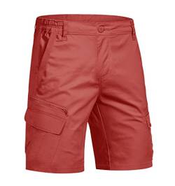 KEFITEVD Bermuda Shorts Herren Kurz Tactical Hose Cargo Knielang Baumwollhose Leicht Stretch Angelhose Frühling Sommer Freizeithose Regular Fit Magenta 40 von KEFITEVD