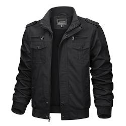 KEFITEVD Bomberjacke Herren Jacke Herren Übergangsjacke Herbstjacke Army Jacke Herren Fliegerjacke Stehkragen Freizeitjacke Arbeitsjacke Männer Blouson Schwarz 3XL von KEFITEVD