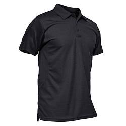 KEFITEVD Bundeswehr T-Shirt Herren Kurzarm Poloshirts Tactical Shirt US Army Tshirts Männer Arbeitsshirt Sommer Schnelltrocknend Atmungsaktiv Polo Schwarz L von KEFITEVD