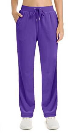 KEFITEVD Damen Hose Frauen Jogginghose Loose Fit Freizeithose Leichte Laufhose Casual Traininghose Winddicht Sweathose Samt Sporthose Herbst Homewear Sommer Pyjamahose Violett L von KEFITEVD