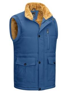 KEFITEVD Fleece Weste Herren Ärmellos Übergangsjacke Herbst Winter Freizeit Weste mit Reißverschluss Taschen Königsblau M von KEFITEVD