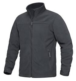 KEFITEVD Fleecejacke Herren Full Zip Fliesjacke Winter Tactical Jacke Outdoor Warm Übergangsjacke Freizeit Winterjacke Männer Militär Arbeitsjacke Atmungsaktiv Fahrradjacke Dunkelgrau L von KEFITEVD