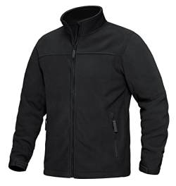 KEFITEVD Fliesjacke Herren Winter Fleecejacke Atmungsaktiv Übergangsjacke Männer Militär Jacke Leichte Outdoorjacke Warm Sweatjacke mit Reißverschluss Taschen Funktionsjacke Schwarz S von KEFITEVD