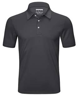 KEFITEVD Golf Poloshirt Herren Kurzarm Atmungsaktiv Shirt Leicht Funktions Oberteil mit Brillenhalter Knopfleiste Militär Tshirt für Frühling Sommer Herbst Dunkelgrau XXL von KEFITEVD