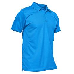 KEFITEVD Golf Shirt Herren Kurzarm Poloshirt Herren Outdoor Funktionsshirt Quick Dry Atmungsaktiv Sommer Tshirt Azur 2XL von KEFITEVD