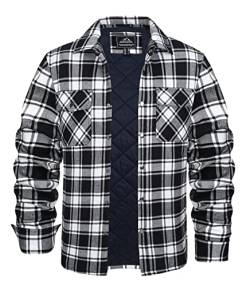 KEFITEVD Hemdjacke Herren Karo Jacke Freizeit Flanell Hemd Casual Kariert Baumwolljacke Warm Übergangsjacke Langarm Check Shirt Arbeitshemd mit Brusttaschen Schwarz 2XL von KEFITEVD