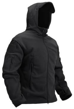 KEFITEVD Herbst Winter Mittelschwere Mäntel für Männer Classic Fit Fleece Jacke Männer Full Zip Hoodie Jacke Tactical Windproof Outerwear von KEFITEVD