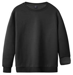 KEFITEVD Herren Fleece Pullover Winddicht Thermo Sweatshirt Männer Langarm Fleeceshirt Herbst Gym Arbeitspullover Casual Polyester Kleidung Basic Frühling Freizeitshirt Schwarz XL von KEFITEVD