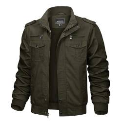 KEFITEVD Herren Jacke Übergangsjacke Militär Jacke Kurz Freizeit Pilotenjacke Herren Blouson Frühling Leicht Männer Windjacke Feldjacke Jagd Outdoor Jacke Armeegrün S von KEFITEVD