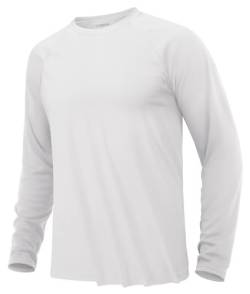 KEFITEVD Herren UV Shirt Outdoor Sonnenschutz Langarmshirt Polyester Funktionsshirt Sport Shirt Fitness Joggen Wassersport Performance T-Shirt Weiß 2XL von KEFITEVD