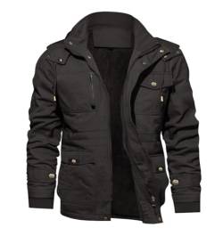 KEFITEVD Herren Winterparka Gefüttert Winter Jacke Warm Parka mit Abtrennbar Kapuze Windjacke Outdoor Winterjacken Winddicht Herrenjacke Männer Fleecejacke Dunkelgrau 3XL (Etikett: 7XL) von KEFITEVD