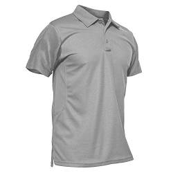 KEFITEVD Kurzarm Golf Sweatshirt Herren Wandershirt Outdoor Sport Tshirts Leicht Männer Militär Kleidung Bundeswehr T Shirts Joggingshirt Sportshirt Sommer Hellgrau L von KEFITEVD