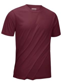 KEFITEVD Kurzarm Herren Laufshirt Weich Sport Oberteil Kurzarm Shirts Radfahren MTB Atmungsaktiv Tshirt Golf Running Sportshirt Weinrot 3XL von KEFITEVD