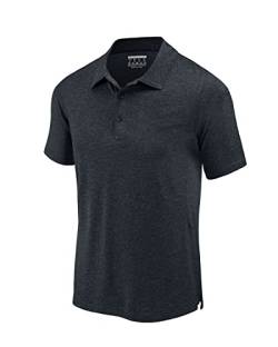 KEFITEVD Kurzarm Poloshirt Herren Golf Bekleidung Stretch Polo Funktionsshirt Regular Fit Workout Shirt Männer Outdoor Freizeitshirt Meliert Schwarz S von KEFITEVD