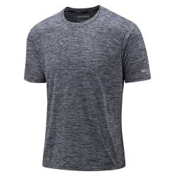 KEFITEVD Kurzarm Sportshirt Herren Regular Fit Trainingsshirt Atmungsaktiv Sport Oberteil Funktionsshirt Quick Dry Dünn Laufshirts Joggen Shirts Dunkelgrau Meliert XXL von KEFITEVD