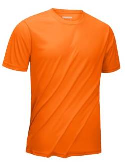 KEFITEVD Laufshirt Herren Kurzarm Sommer Outdoorbekleidung Quick Dry Leicht Trainingsshirt Casual Sportswear Weich Sport Kleidung Orange 2XL von KEFITEVD