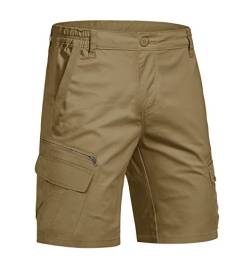 KEFITEVD Leichte Cargo Shorts Herren Sommer Stretch Bermuda Baumwolle Kurze Hose Männer Frühling Freizeitshorts Outdoor Atmungsaktiv Jagdhose Khaki 38 von KEFITEVD