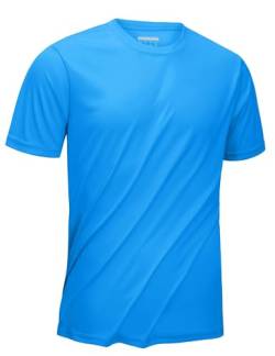KEFITEVD MTB Shirt Herren Funktions Kurzarm Sport Tshirts Sommer Outdoor UV Schutz Shirt Running Oberteil Atmungsaktiv Azur 2XL von KEFITEVD