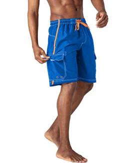 KEFITEVD Männer Badehose Freizeit Shorts Urlaub Bademode Multi Taschen Casual Board Surf Bekleidung Kurze Sommer Hose Outdoor Bootsport Königsblau M von KEFITEVD