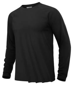 KEFITEVD Männer Langarmshirt UV Schutz Shirt Sommer Outdoor Sport Fitnessshirt Federball Tennis Trainingsshirt Quick Dry Bewegungsfrei Basic Shirt Schwarz 3XL von KEFITEVD