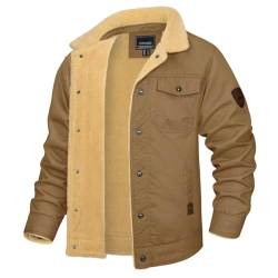 KEFITEVD Men's Warm Fleece Coat Winter Heavy Coats for Men Winter Botton Down Casual Jackets Windproof Cargo Jackets for Men Khaki von KEFITEVD