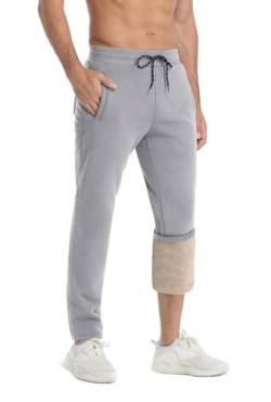 KEFITEVD Open Bottom Sweatpants für Männer Lange Sherpa gefütterte Hose Schwere Winter Fleece Sweat Hose Herren Sherpa Jogger von KEFITEVD