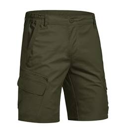 KEFITEVD Outdoor Bermuda Herren Atmungsaktiv Kurz Hose Leicht Cargohose Sommer Army Shorts Robust Stretchbund Halblang Wanderhose Freizeit Dunkelgrün 32 von KEFITEVD