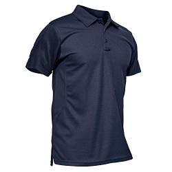 KEFITEVD Outdoor Polo T-Shirt Herren Golf Jagd Kleidung Robust Quick Dry Funktionsshirt Männer Arbeitsshirt Sommer Sportshirt Unifarben mit Kragen Freizeitshirt Dunkelblau L von KEFITEVD