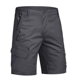 KEFITEVD Outdoor Shorts Herren Kurz Baumwolle Arbeitshose Atmungsaktiv Cargohose Leicht Trekking Shorts Stretch Cargo Bermuda für Frühling Sommer Dunkelgrau 36 von KEFITEVD