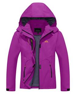 KEFITEVD Outdoorjacke Damen Stehkragen Übergangsjacke Dünne Sommer Jacke mit Kapuze Atmungsaktiv Funktionsjacke für Radfahren Violett M von KEFITEVD