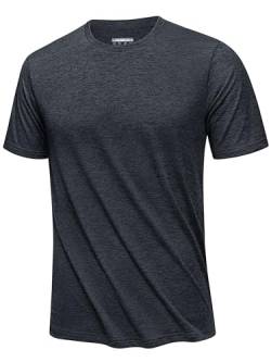 KEFITEVD Polyester Tshirt Herren Atmungsaktiv Kurzarm Funktionsshirt Freizeit Dünn Tee Schnell Trocken Sport Hemd Regular-Fit Laufshirt für Frühling Sommer Schwarz XL von KEFITEVD