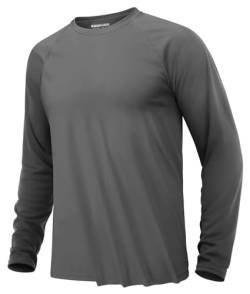 KEFITEVD Rashguard Herren Langarm UPF 50+ Sommer Long Sleeve Funktionsshirt Männer UV Schutz Leicht Outdoor Tshirt Freizeitshirt Dunkelgrau 2XL von KEFITEVD