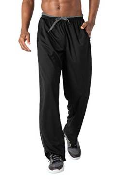 KEFITEVD Relaxhose Herren Lang Offen Beinabschluss Sweatpants Weich Schlafanzughose Männer Atmungsaktiv Loose Fit Lounge Hose Homewear Loungewear Schwarz-Grau S von KEFITEVD